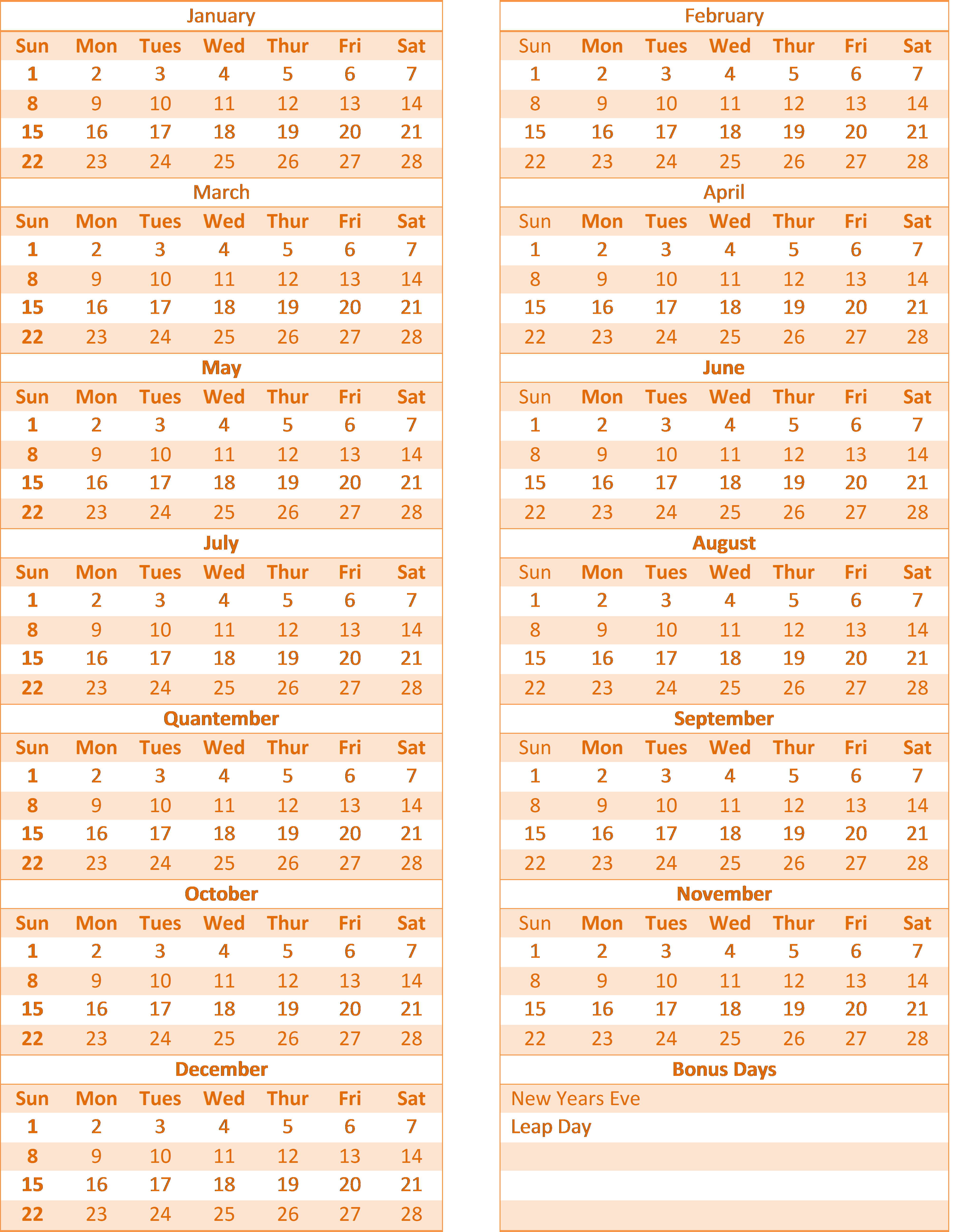 Quantember Calendar